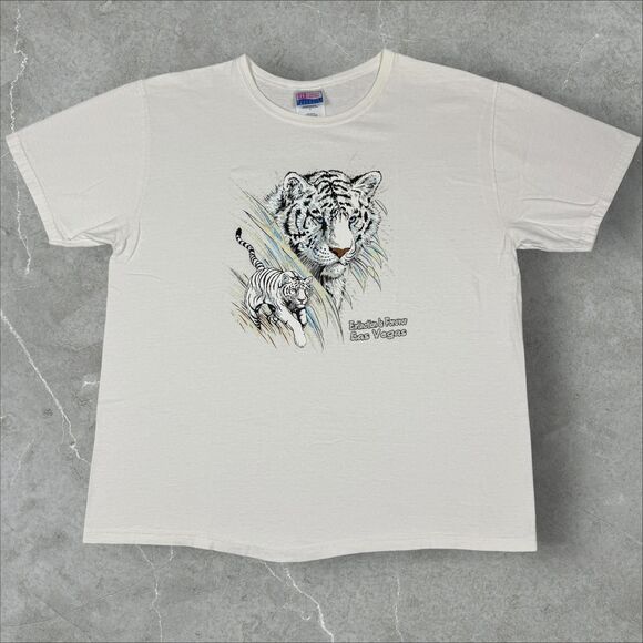Vintage Y2K Extinction is Forever White Tiger Las Vegas Destination Shirt Large - Picture 1 of 8